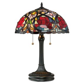 Larissa 58cm Veelkleurig Van Elstead Lighting - Larissa is een elegante Tiffany tafellamp met een handgemaakte kap van geblazen kunstglas.