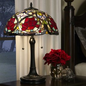 Larissa 58cm Veelkleurig Van Elstead Lighting - Larissa is een elegante Tiffany tafellamp met een handgemaakte kap van geblazen kunstglas.