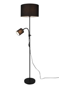 Owen Zwart vloerlamp Van Trio Lighting - De elegante, zwarte stoffen lampenkappen creëren een zacht en aangenaam licht, ideaal om een uitnodigende sfeer in uw huis te creëren.