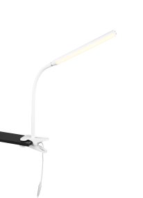 Nevada Wit klemlamp Van Trio Lighting - Met de geïntegreerde dimmer kunt u de helderheid individueel aanpassen, terwijl de instelbare lichtkleur voor de juiste sfeer zorgt.