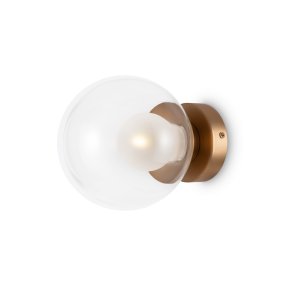 Basic form Ø15 Goud wandlamp Van Maytoni - Dankzij de ronde, heldere glazen kap en de gouden voet verspreidt de lamp zacht en warm licht, wat een uitnodigende sfeer creëert.