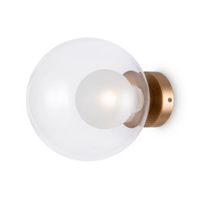 Basic form Ø20 Goud wandlamp Van Maytoni - Dankzij de ronde, heldere glazen kap en de gouden voet verspreidt de lamp zacht en warm licht, wat een uitnodigende sfeer creëert.