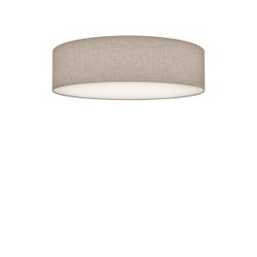 Soft Ø44 Beige linnen plafondlamp Van Belid - De lampenkap van linnen in een natuurlijke beige kleur is gecombineerd met een witte voetplaat die zorgt voor een gelijkmatig en niet-verblindend licht.