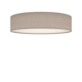 Soft Ø60 Beige linnen plafondlamp Van Belid - De lampenkap van linnen in een natuurlijke beige kleur is gecombineerd met een witte voetplaat die zorgt voor een gelijkmatig en niet-verblindend licht.