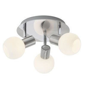 Tiara 3 Zilver spot Van Brilliant - Met de verstelbare lampenkoppen van wit glas richt je het licht eenvoudig op specifieke plekken of details in de kamer.