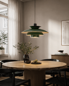 Stealth 2 Ø50 Groente hanglamp Van Nordic Lighting - De gelaagde kappen zorgen voor een aangenaam en gericht licht en dragen bij aan de decoratieve vorm van de lamp.