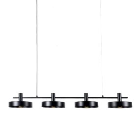 Birillo 130cm Zwart hanglamp Van Nordic Lighting - De vier kappen zorgen voor een gerichte lichtval naar beneden, waardoor een functionele en aangename verlichting ontstaat.