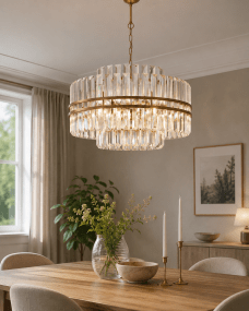 Exeter Ø56 Antiek messing kristal Van Lampan - De lamp is gemaakt van metaal met een prachtige antiekgouden afwerking die een warme en verfijnde indruk geeft.