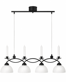 Florens 90cm Zwart hanglamp Van Cottex - De Floren plafondlamp van metaal en wit glas combineert elegantie en functionaliteit met ruimte voor vier lampen en geeft uw huis een klassieke toets.