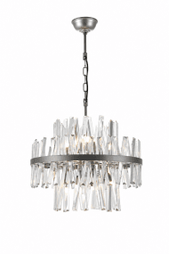 Berwick Ø50 Transparant kristal Van Lampan - Het ijzeren frame met een grijze afwerking vormt een stijlvol contrast met de glans van het kristal en versterkt de moderne uitstraling van de lamp.