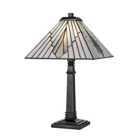 Alderley 50cm Veelkleurig Van Elstead Lighting - De metalen onderdelen hebben een diepe vintage bronzen afwerking en een klassiek art-decodesign, wat zorgt voor een tijdloze en elegante uitstraling.