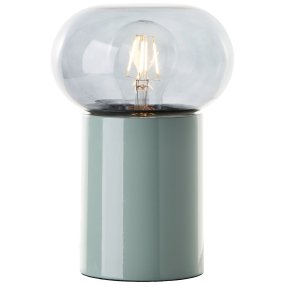 Knut 22cm Groente Van Brilliant - De groene lampvoet geeft een frisse en levendige uitstraling, terwijl de kap van rookglas zorgt voor een zachte en sfeervolle lichtverspreiding.