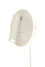 Ace Wit leeslamp Van Aneta Lighting - De lamp is voorzien van een leeslamp met een verstelbare kop en indirecte verlichting die de muur rondom de lamp verlicht.