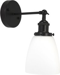 Kappa 14cm Wit badkamerlamp Van PR Home - Omdat de glazen kap met de hand wordt gemaakt, kunnen er af en toe luchtbelletjes in het glas zitten en kunnen er ongelijkheden in de dikte van het glasoppervlak voorkomen.
