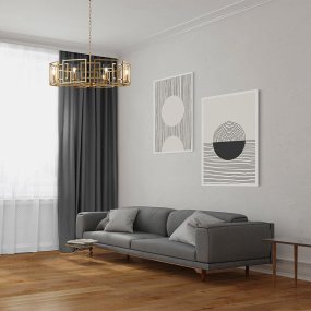Bowi Ø88 Goud hanglamp Van Maytoni - Met zijn moderne geometrische design wordt de lamp een stijlvolle blikvanger &ndash; Ideaal voor in de hal, woonkamer of als elegant detail boven de eethoek.