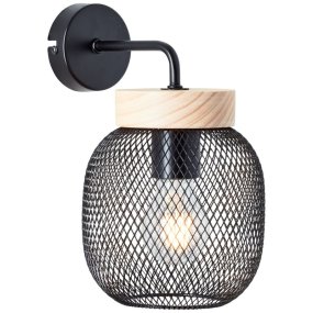 Giada 20cm Zwart wandlamp Van Brilliant - De Giada wandlamp combineert modern design met natuurlijke elementen en creëert een warme en gezellige sfeer in huis.