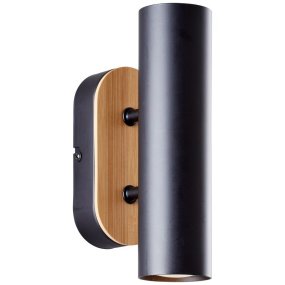 Niels Zwart wandlamp Van Brilliant - Niels is een elegante wandlamp van metaal en bamboe - een hernieuwbaar en milieuvriendelijk materiaal dat een warme en gezellige sfeer in huis creëert.