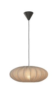 Mamsell Ø45 Grijs hanglamp Van Aneta Lighting - De Mamsell plafondlamp is bekleed met fijn geplooide stretchstof die zorgt voor een aangenaam, licht gedempt licht.