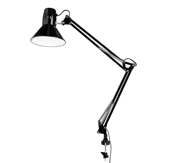 Venla Zwart klemlamp Van Airam - Klassieke en tijdloze bureaulamp en binnenverlichting.