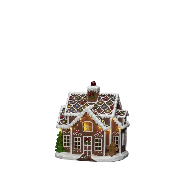 Peperkoekhuisje Bruin Van Konstsmide - Versierd met details in glazuur en snoep.
