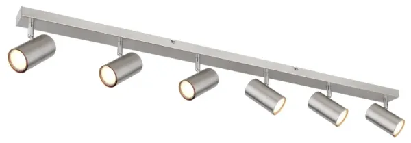 Robby 6 Nikkel spot Van Globo Lighting - Robby &auml;r en stilren takspotlight som imponerar med sin enhetliga design i nickel.