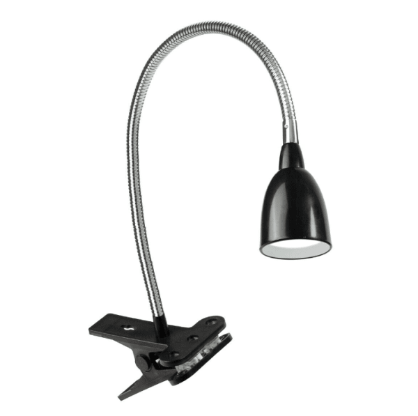 Stella Zwart klemlamp Van Airam - Bevestig de lamp met de klem aan de rand van een tafel of plank.