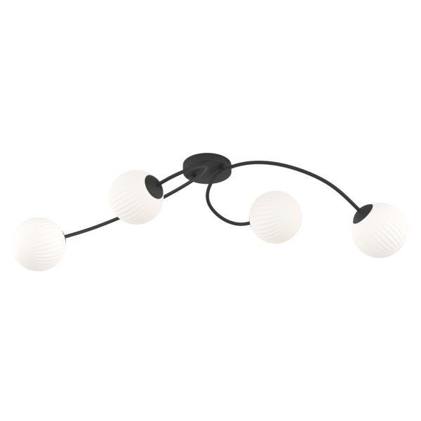 Vibra 110cm Wit plafondlamp Van Emibig Lighting - De opaalglazen koepels verspreiden een zacht, diffuus licht dat de kamer een lichte en moderne uitstraling geeft.