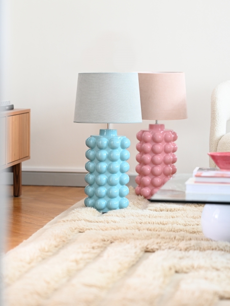 Bubbles 50cm Turkoois lampenvoet Van Hallbergs - Het bubbelontwerp heeft een heldere en glanzende turquoise kleur.