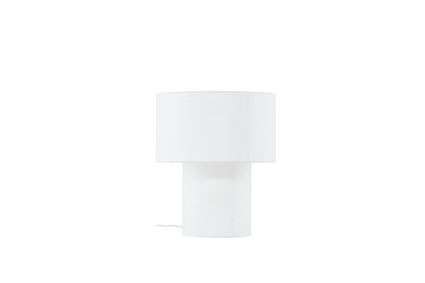 Globia 40cm Wit tafellamp Van Venture Design - De lamp verspreidt een prachtig licht, wat een harmonieuze en rustige sfeer aan de kamer toevoegt.