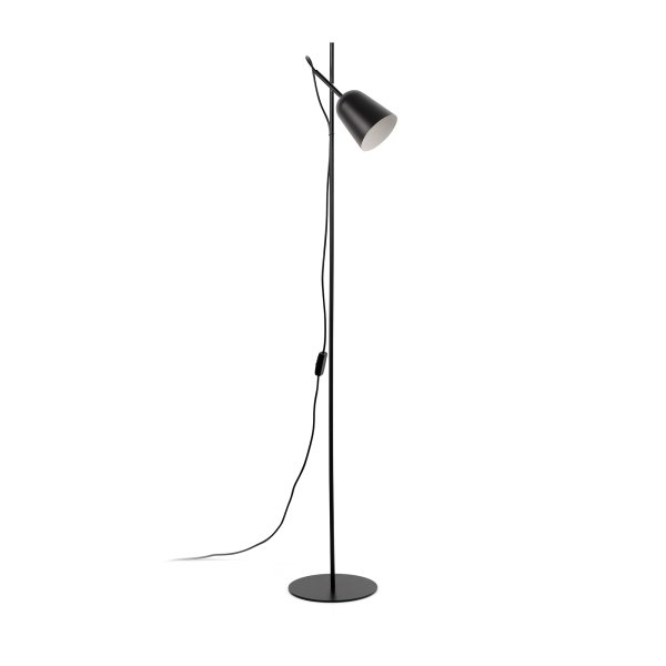 Studio Zwart vloerlamp Van Faro Barcelona - Studio is een stijlvolle staande lamp, ontworpen door Nahtrang, ge&iuml;nspireerd op het klassieke design uit de jaren 50 - tijdloos en toch modern.