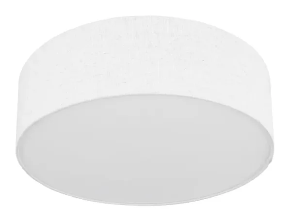 Ava Ø44 Wit plafondlamp Van Globo Lighting - Den vackra sk&auml;rmen kl&auml;dd i vackert sandf&auml;rgat textil, vilket g&ouml;r lampan l&auml;tt att kombinera med olika inredningsstilar.