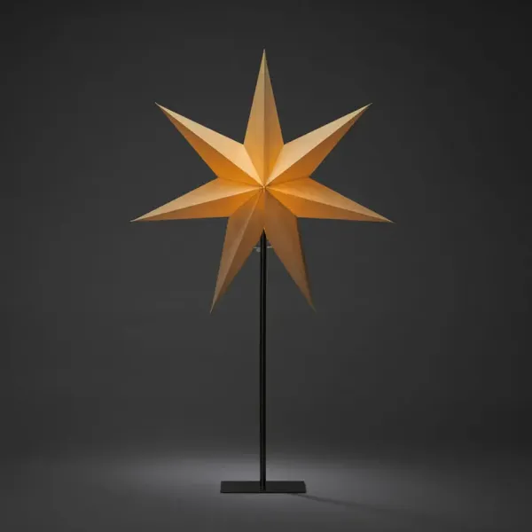 Papieren Ster Ø50 Beige Van Konstsmide - Cre&euml;er een warme en uitnodigende kerstsfeer met deze prachtige papieren ster op de voet.