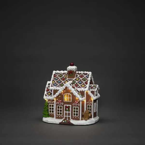Peperkoekhuisje Bruin Van Konstsmide - Versierd met details in glazuur en snoep.