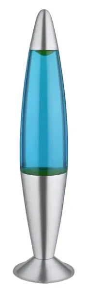 Etna Zilver kinderlamp Van Globo Lighting - Etna &auml;r en fascinerande lavalampa med bl&aring; v&auml;tska och gult vax som sm&auml;lter l&aring;ngsamt och skapar hypnotiska ljuseffekter.