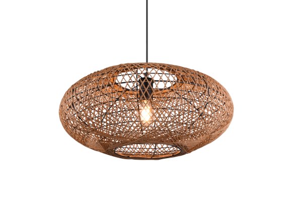 Hedda Ø52 Natuur hanglamp Van Trio Lighting - De decoratieve armatuur HEDDA cre&euml;ert spannende contrasten en fleurt ruimtes op met zijn sisalvlechtwerk dat een patroon van licht en schaduw op het oppervlak werpt.