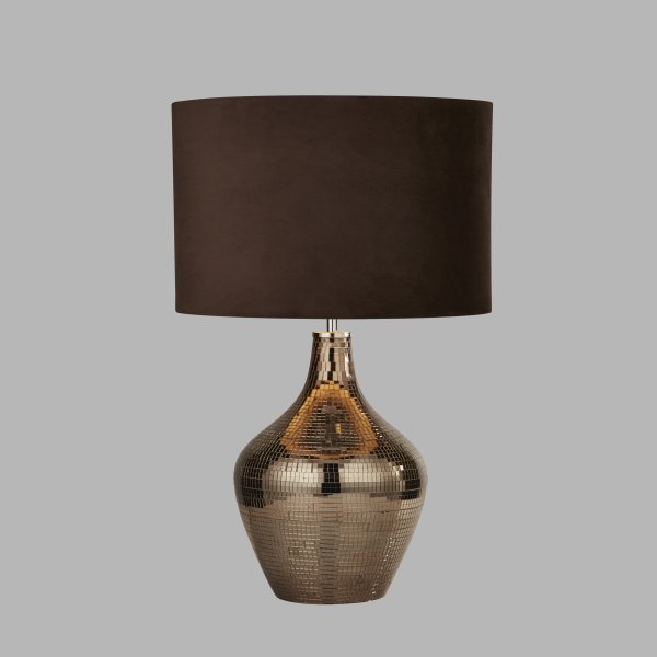 Disco 54cm Bruin tafellamp Van Searchlight - De lamp cre&euml;ert een warme en uitnodigende sfeer en is tegelijkertijd een decoratief detail dat de aandacht trekt.