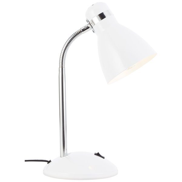 Allison 34cm Wit bureaulamp Van Brilliant - De lamp heeft een ingebouwde tuimelschakelaar, waardoor u hem eenvoudig aan en uit kunt zetten.