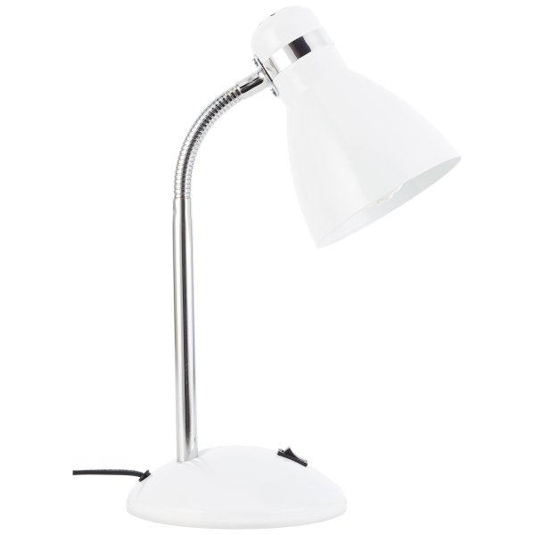 Allison 34cm Wit bureaulamp Van Brilliant - De lamp heeft een ingebouwde tuimelschakelaar, waardoor u hem eenvoudig aan en uit kunt zetten.