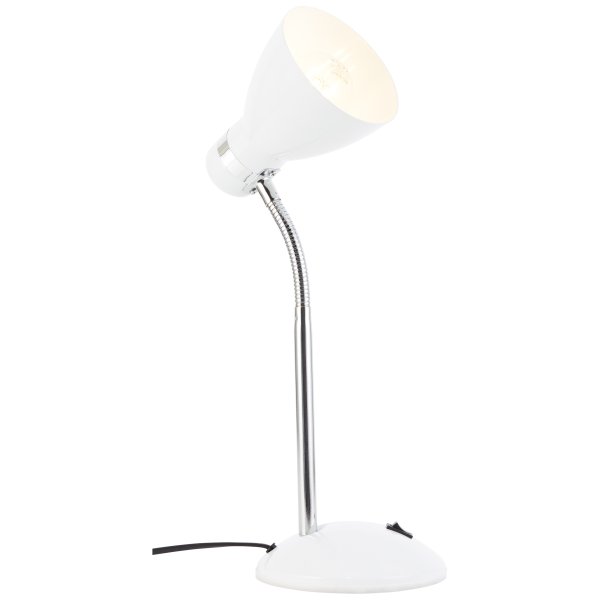 Allison 34cm Wit bureaulamp Van Brilliant - De lamp heeft een ingebouwde tuimelschakelaar, waardoor u hem eenvoudig aan en uit kunt zetten.