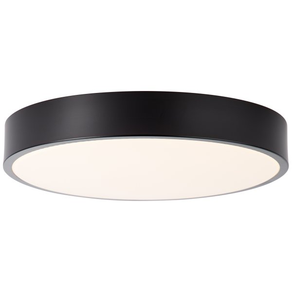 Slimline Ø33 Zwart plafondlamp Van Brilliant - Ondanks zijn formaat heeft hij een hoge lichtsterkte van 2400 lumen en een warmwitte lichtkleur van 3000 Kelvin, wat een aangename sfeer cre&euml;ert.