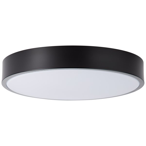 Slimline Ø33 Zwart plafondlamp Van Brilliant - Ondanks zijn formaat heeft hij een hoge lichtsterkte van 2400 lumen en een warmwitte lichtkleur van 3000 Kelvin, wat een aangename sfeer cre&euml;ert.