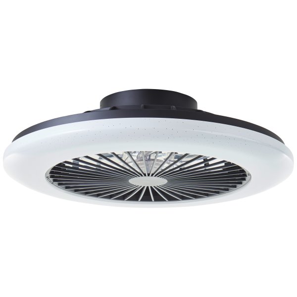 Salerno Ø50 Zwart Van Brilliant - De Salerno plafondventilator in het zwart is een stijlvolle en veelzijdige oplossing voor verlichting en ventilatie in huis.