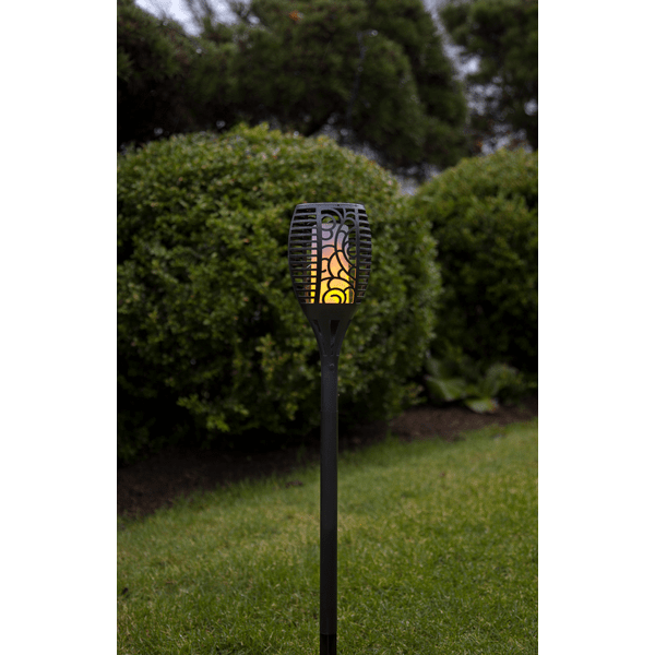 Flame Zwart solarlamp Van Star Trading - Zonnefakkel met vlammende vlam om in de tuin te plaatsen.