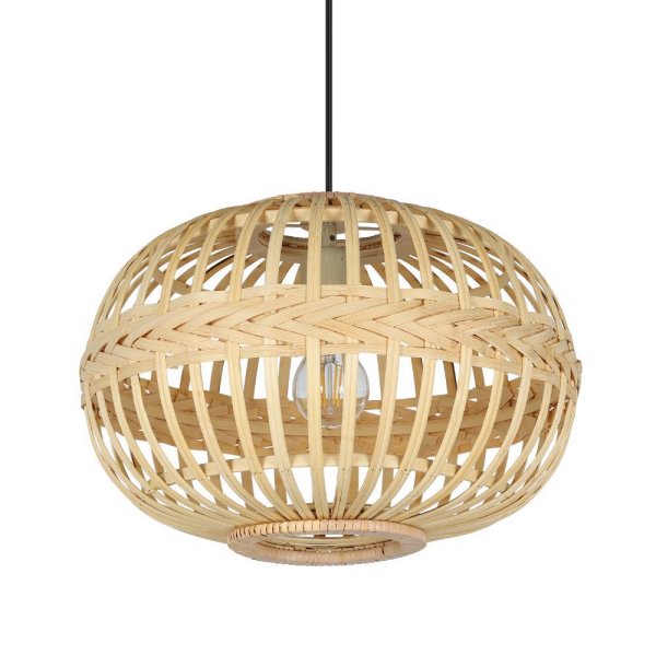 Amsfield Ø38 Natuur hanglamp Van Eglo - Deze hanglamp van prachtig gevlochten rotan verspreidt een warme en natuurlijke gloed die een uitnodigende sfeer in de kamer creëert.