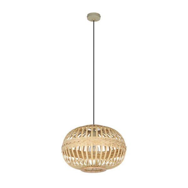 Amsfield Ø38 Natuur hanglamp Van Eglo - Deze hanglamp van prachtig gevlochten rotan verspreidt een warme en natuurlijke gloed die een uitnodigende sfeer in de kamer creëert.