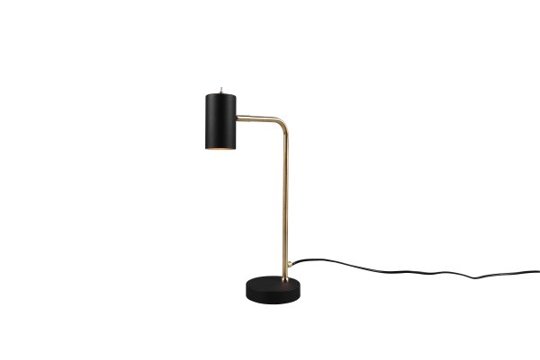 Marley 45cm Mat messing bureaulamp Van Trio Lighting - De moderne combinatie van matzwart en matmessing zorgt voor stijlvolle contrasten en verfraait het interieur.