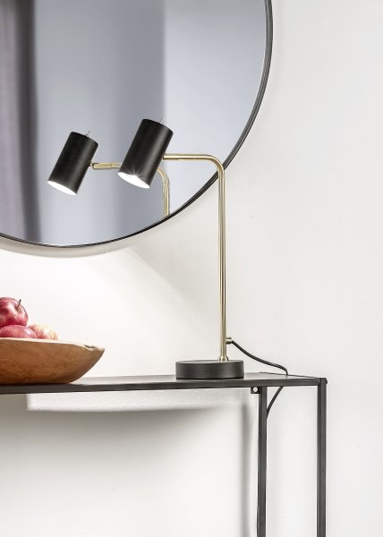 Marley 45cm Mat messing bureaulamp Van Trio Lighting - De moderne combinatie van matzwart en matmessing zorgt voor stijlvolle contrasten en verfraait het interieur.