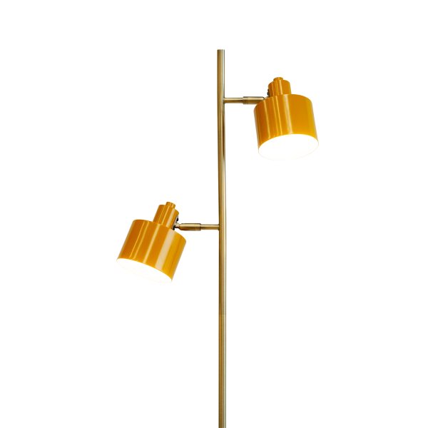 Ocean Veelkleurig vloerlamp Van Dyberg Larsen - De Ocean vloerlamp in de kleuren Curry/Brass/Turquoise heeft een metalen constructie, kan omhoog en omlaag worden gekanteld en wordt geleverd met een voetschakelaar op de voet.