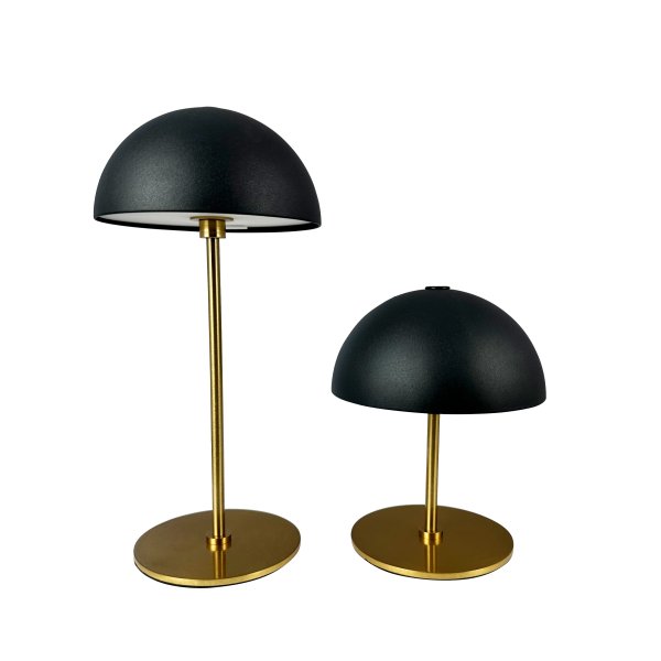 Along set 20cm Zwart Draagbare Van Dyberg Larsen - Deze draadloze lampen zijn gemaakt van messing met gekleurde metalen lampenkappen en bieden drie helderheidsniveaus zonder schittering.