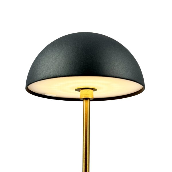Along set 20cm Zwart Draagbare Van Dyberg Larsen - Deze draadloze lampen zijn gemaakt van messing met gekleurde metalen lampenkappen en bieden drie helderheidsniveaus zonder schittering.